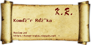 Komár Réka névjegykártya